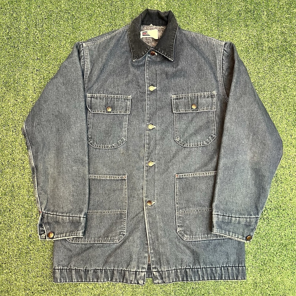 Vintage Big Mac Denim Jean Chore Jacket Coat Blanket Lined Mens Size 38 Workwear